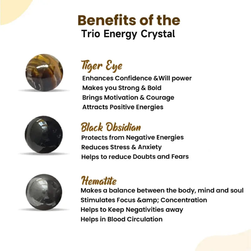 Trio Energy Crystal Bracelet — Restore balance and enhance well-being