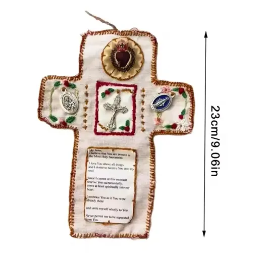 🕊️ Handmade Catholic Prayer Pocket – Sacred Icons & Prayers 🎁