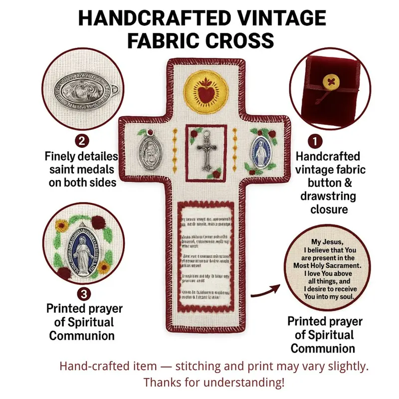 🕊️ Handmade Catholic Prayer Pocket – Sacred Icons & Prayers 🎁