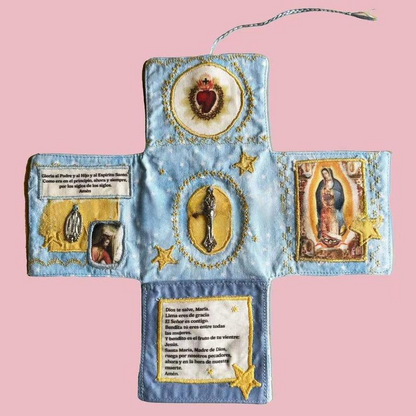 🕊️ Handmade Catholic Prayer Pocket – Sacred Icons & Prayers 🎁